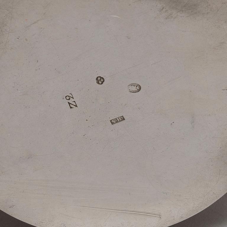 A pair of Swedish parcel-gilt silver boxen, mark of S Blomberg, Sthlm 1806 and JE Torsk, Sthlm 1843.
