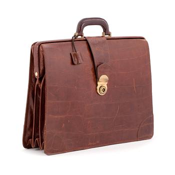 262. MULBERRY, a brown leather embossed briefcase.