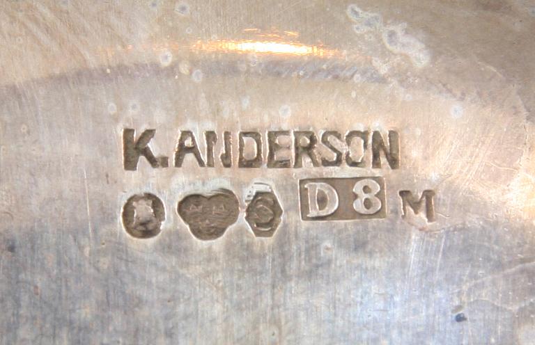 SOCKERSKÅL samt GRÄDDKANNA, ett par, silver, K Andersson, 1930. 418 gram.