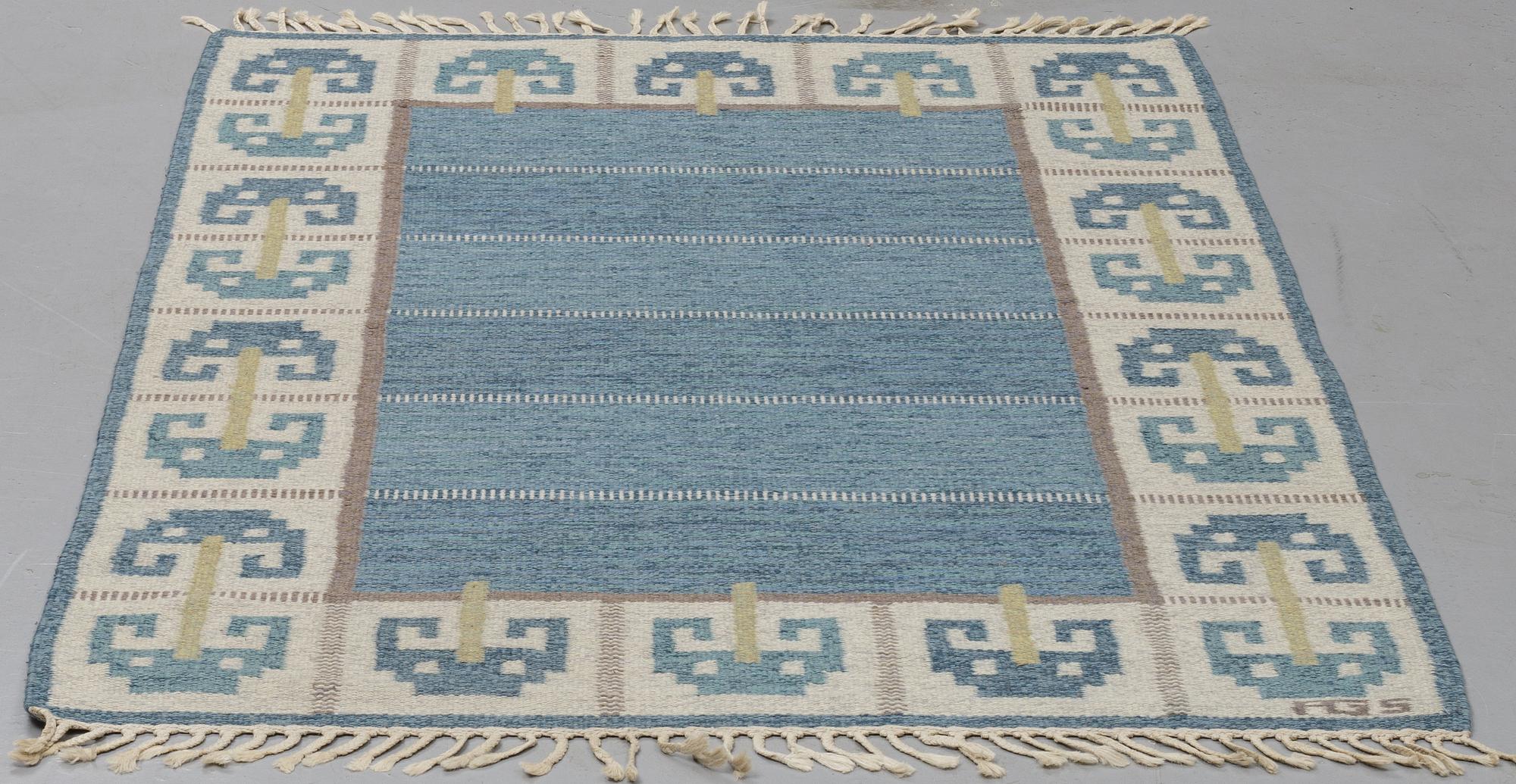 Anna-Greta Sjöqvist, a carpet, flat weave, ca 200-201 x 135,5-138 cm, signerad AGS.