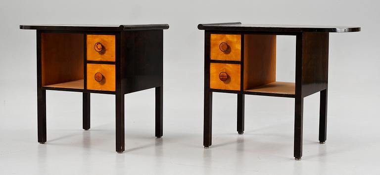 SÄNGBORD, ett par, Otto Schulz, tillskriven, art deco, 1900-talets första hälft.