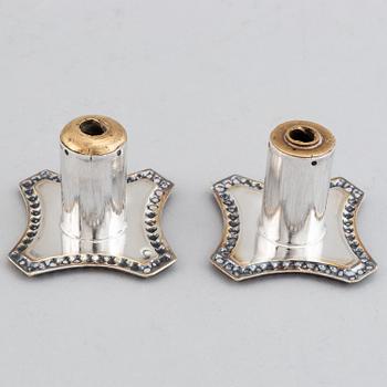 A pair of George III candlesticks, by John Parsons and Co., Sheffield 1788.