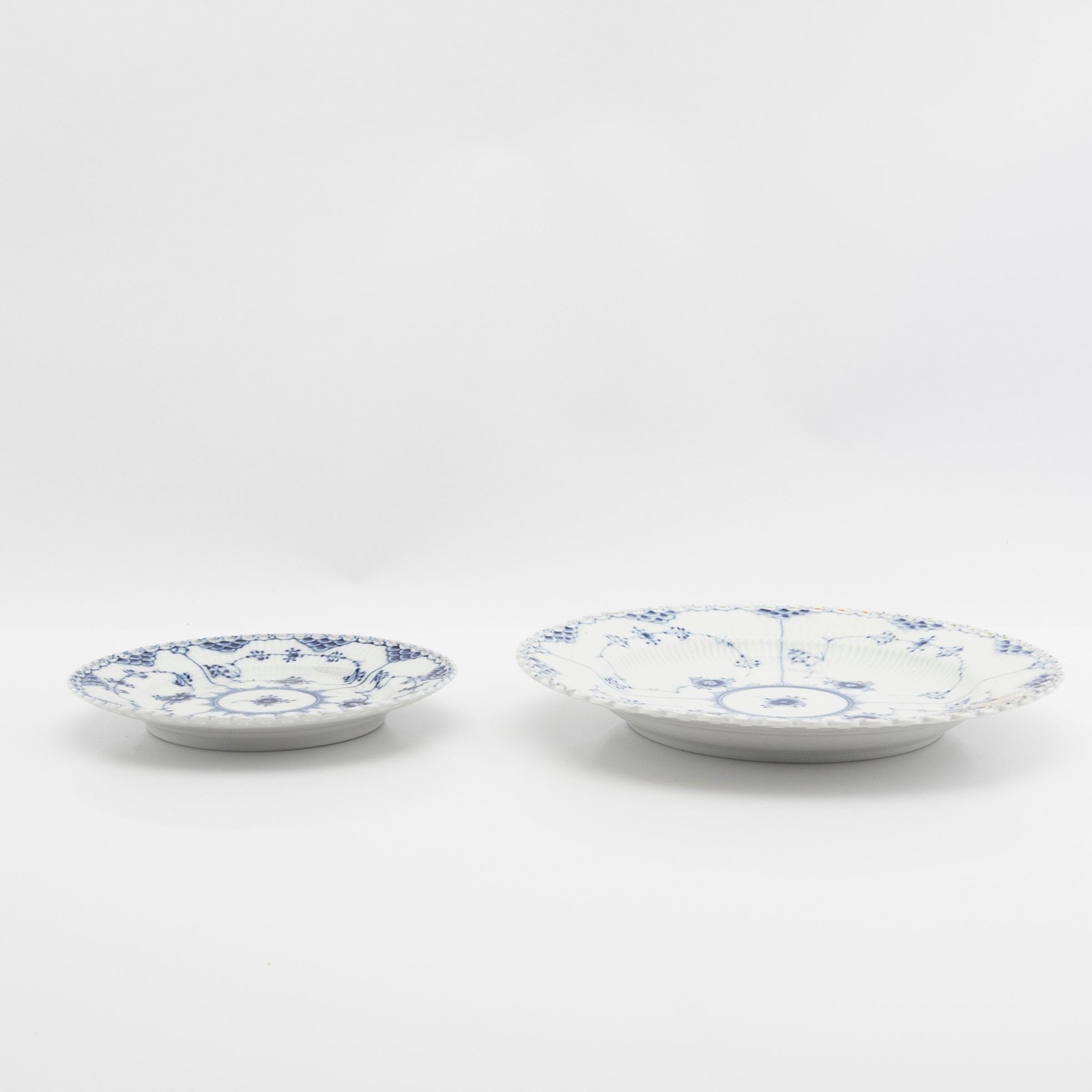 Service, 46 pieces, porcelain, Blue Fluted "Full Lace" and "Half Lace", Royal Copenhagen, Denmark.