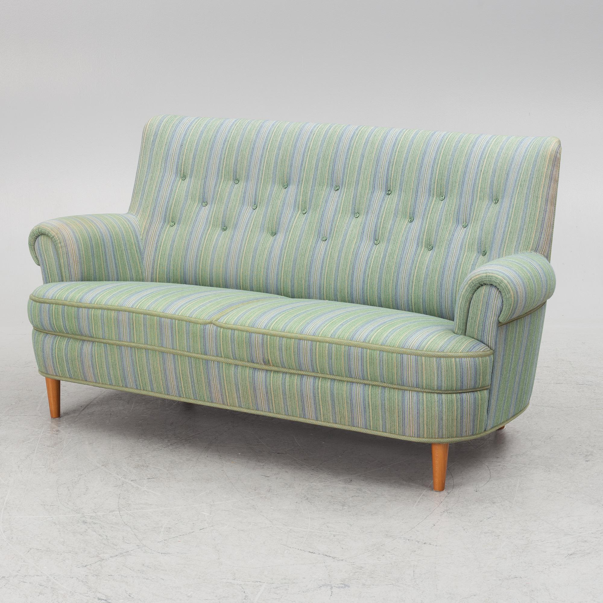 Carl Malmsten, sofa, "Hemmakväll", OH Sjögren, late 20th century.