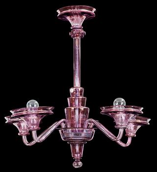 A Haida five light glass hanging lamp, probably 1930's.