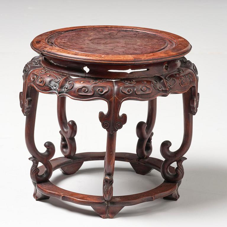 A hardwood garden seat/stand, Qing dynasty, 19th century.