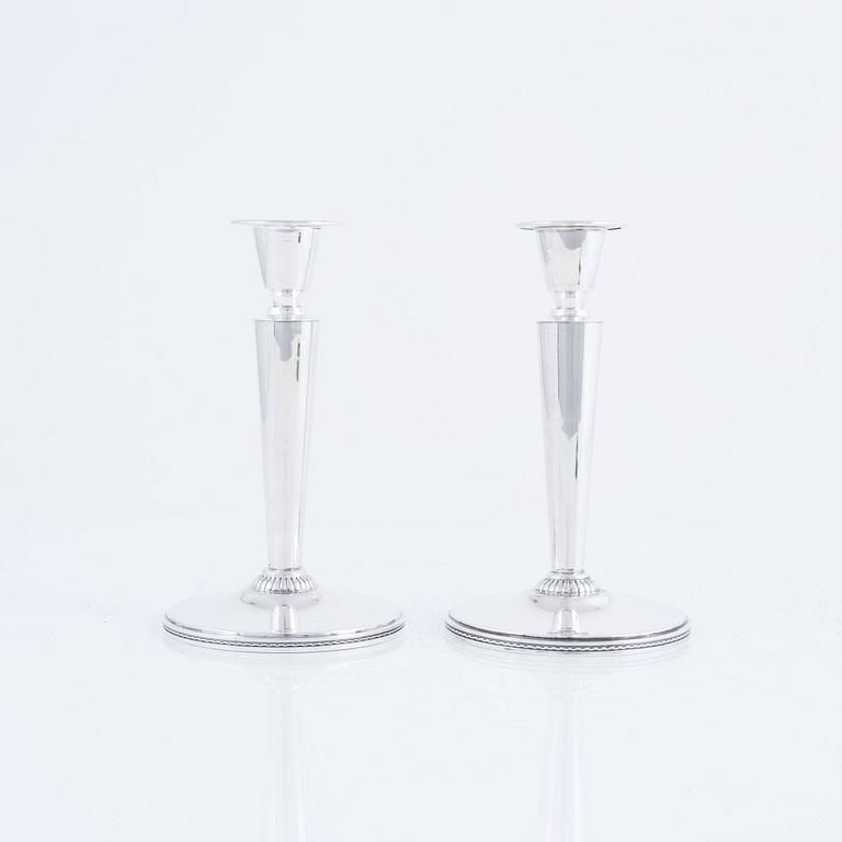 Eric Råström, ljusstakar, ett par, silver, CG Råström, Stockholm, 1955.