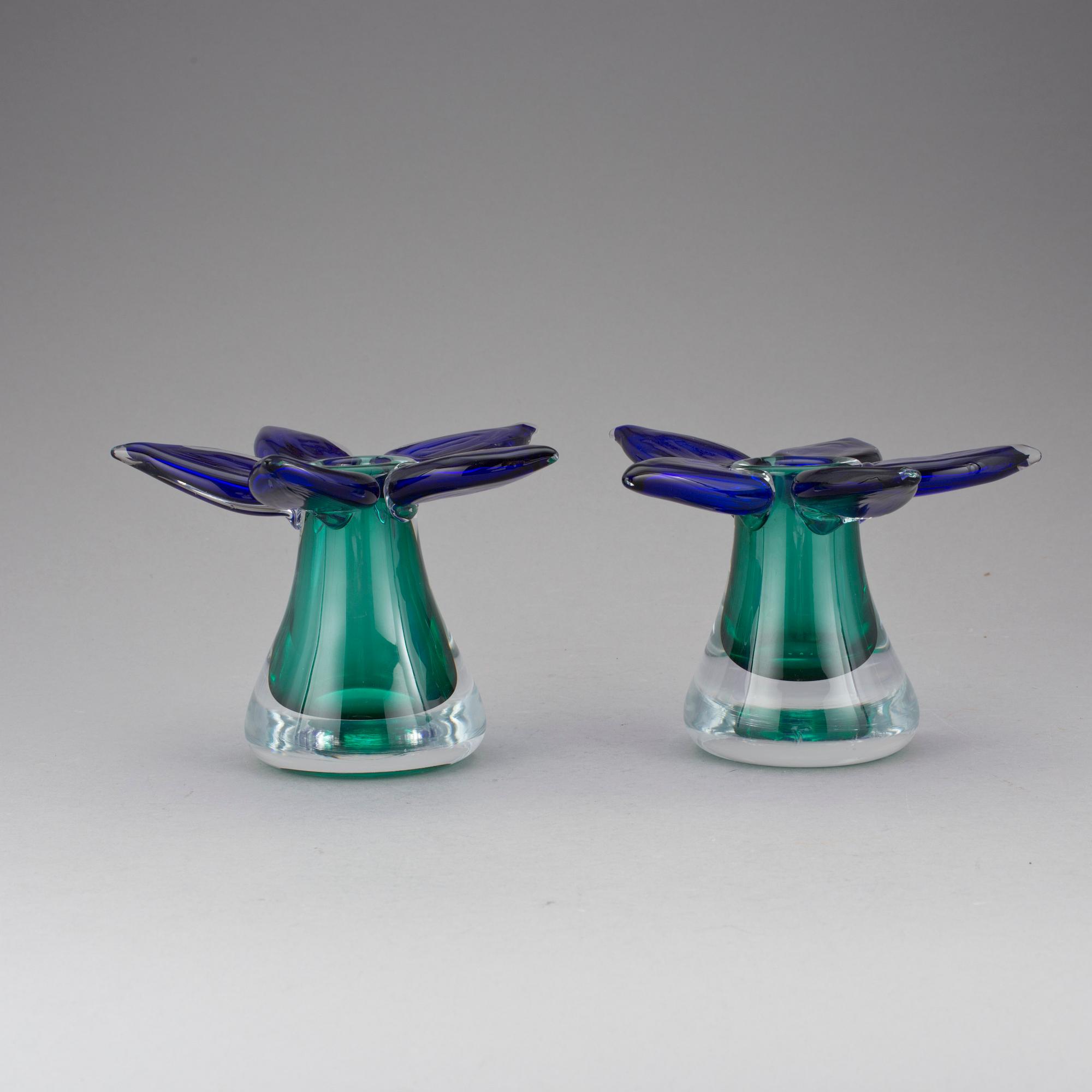 VASER/LJUSSTAKAR, glas. Erik Höglund, Strömbergshyttan studioglas, 1991. Troligen unikat.