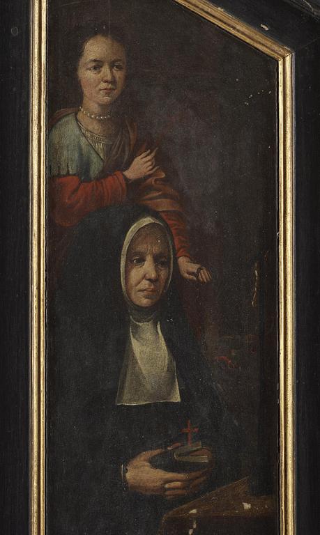 ALTARTAVLA, triptyk, sannolikt delvis 1700-tal.