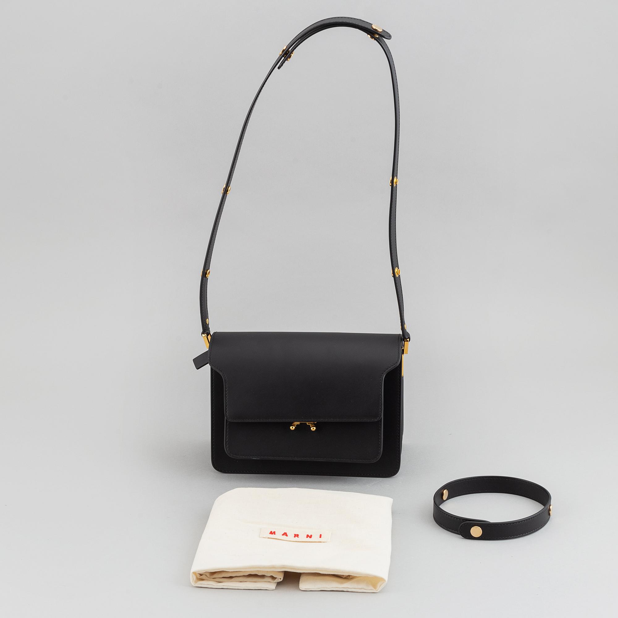 Marni, a black leather 'Trunk' cross body bag, 2019.