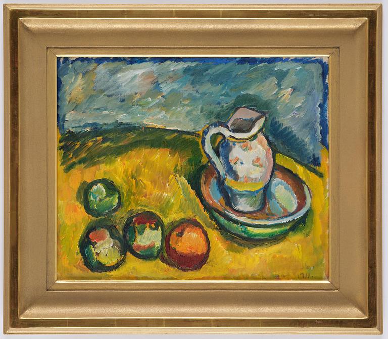 Gösta Sandels, Still life with fruit and pitcher.