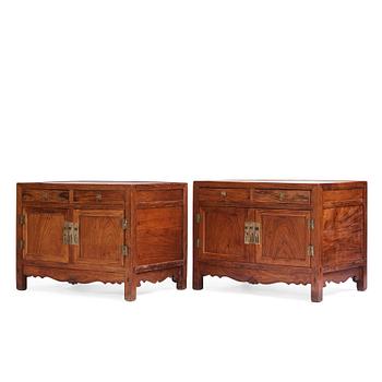 A pair of huanghuali cabinets, Qing dynasty.
