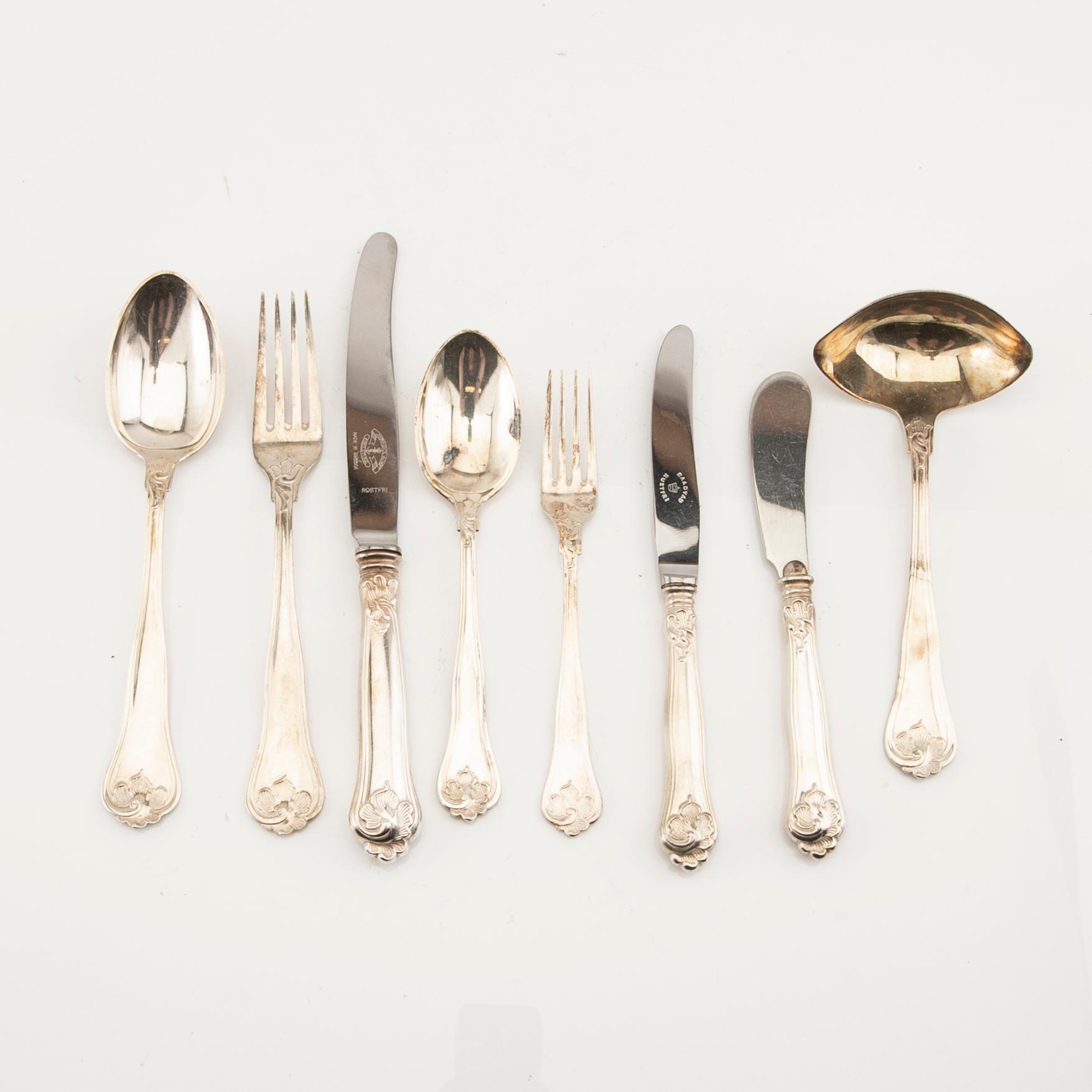 A Danish set of 54 pcs of silver cutlery mark mostly of Cohr mid 1900s.