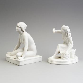TWO PARIAN FIGURES, Gustavsberg, unmarked.