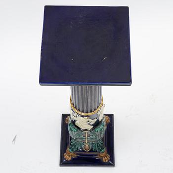 A majolica pedestal, late 19th Century.
