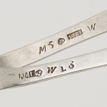 Skedar, 6 st, silver, olika mästare, bl.a. Johan Petter Molér, Visby, 1813 samt 1818.
