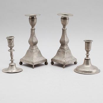 LJUSSTAKAR, 3 delar (2+1+1), tenn, 1700-/1800-tal.