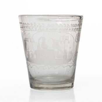 Goblet glass and trophy. Germany, 18th century.