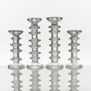 Timo Sarpaneva, four 'Festivo' glass candle holders, Finland.