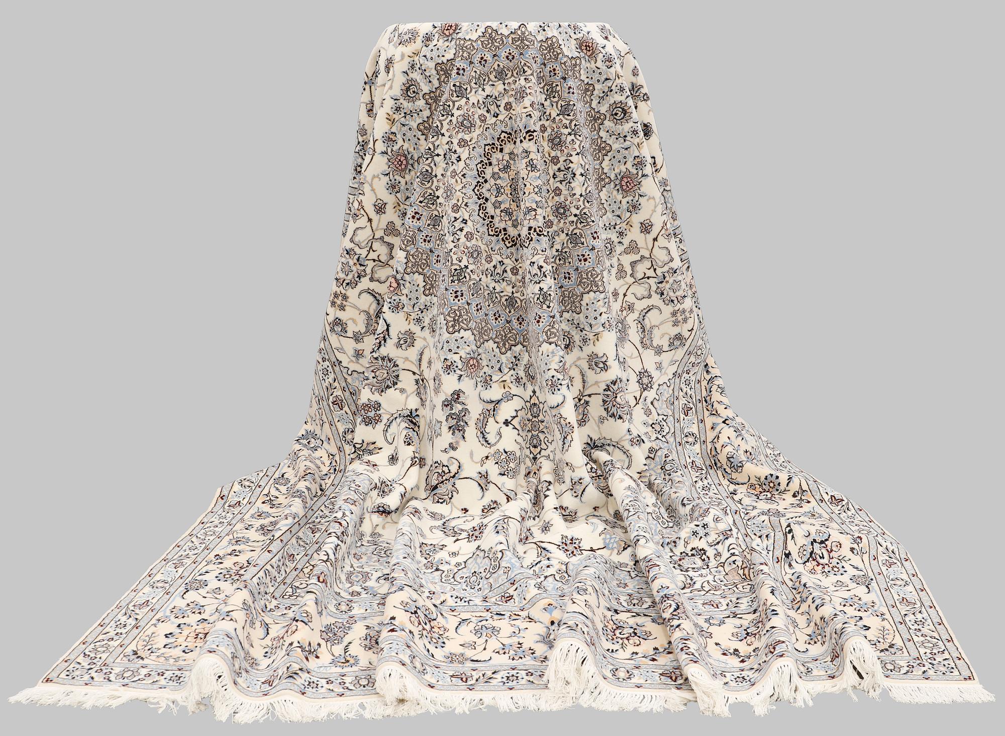 A part silk Nain carpet s.k 6LAA, ca 408 x 304 cm.