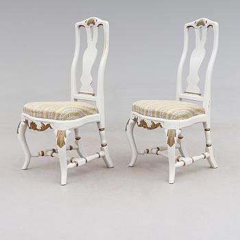 STOLAR, 1 par, senbarockstil, omkring år 1900.