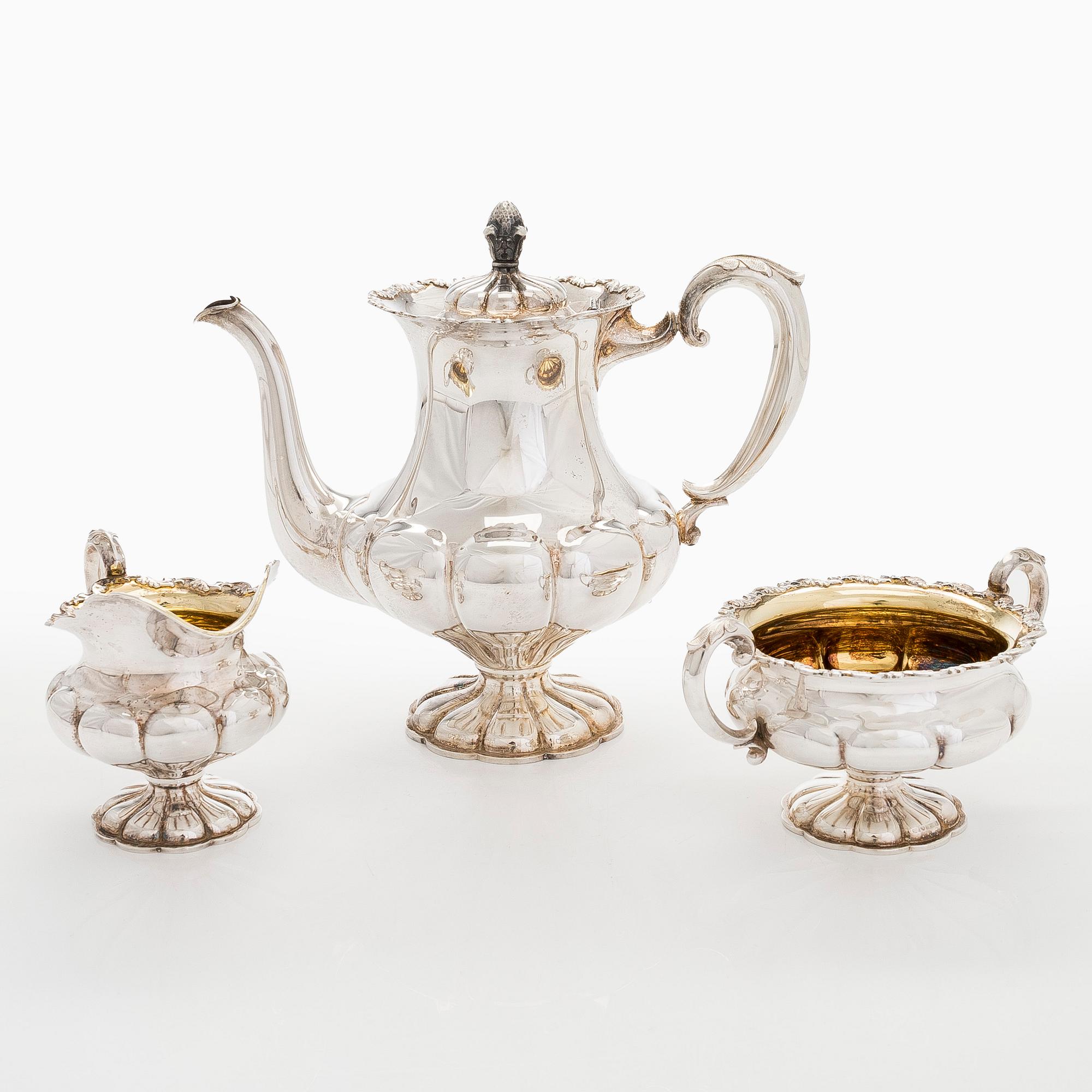 A three-piece silver coffee set, Kultakeskus Hämeenlinna, 1957-1961.