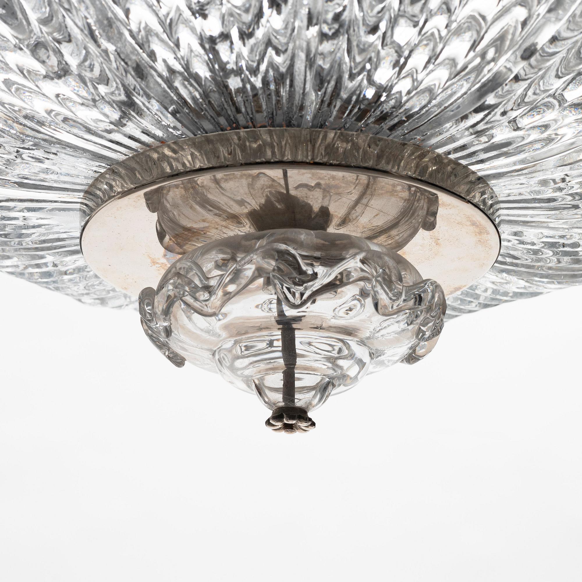 Fritz Kurz, a ceiling lamp, model "KD 946/1", for Orrefors, Sweden, 1940-50s.