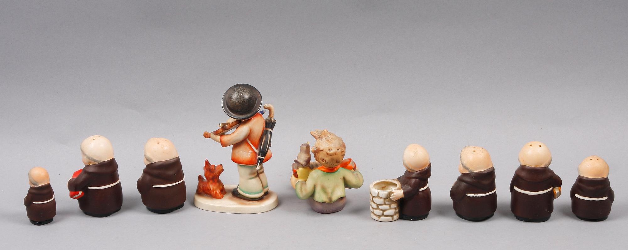 FIGURINER, 9 st, porslin, Hummel, Goebel.