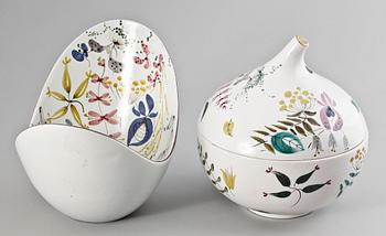 SKÅL MED LOCK samt SKÅL, fajans, Stig Lindberg, Gustavsberg, 1940/1950-tal.