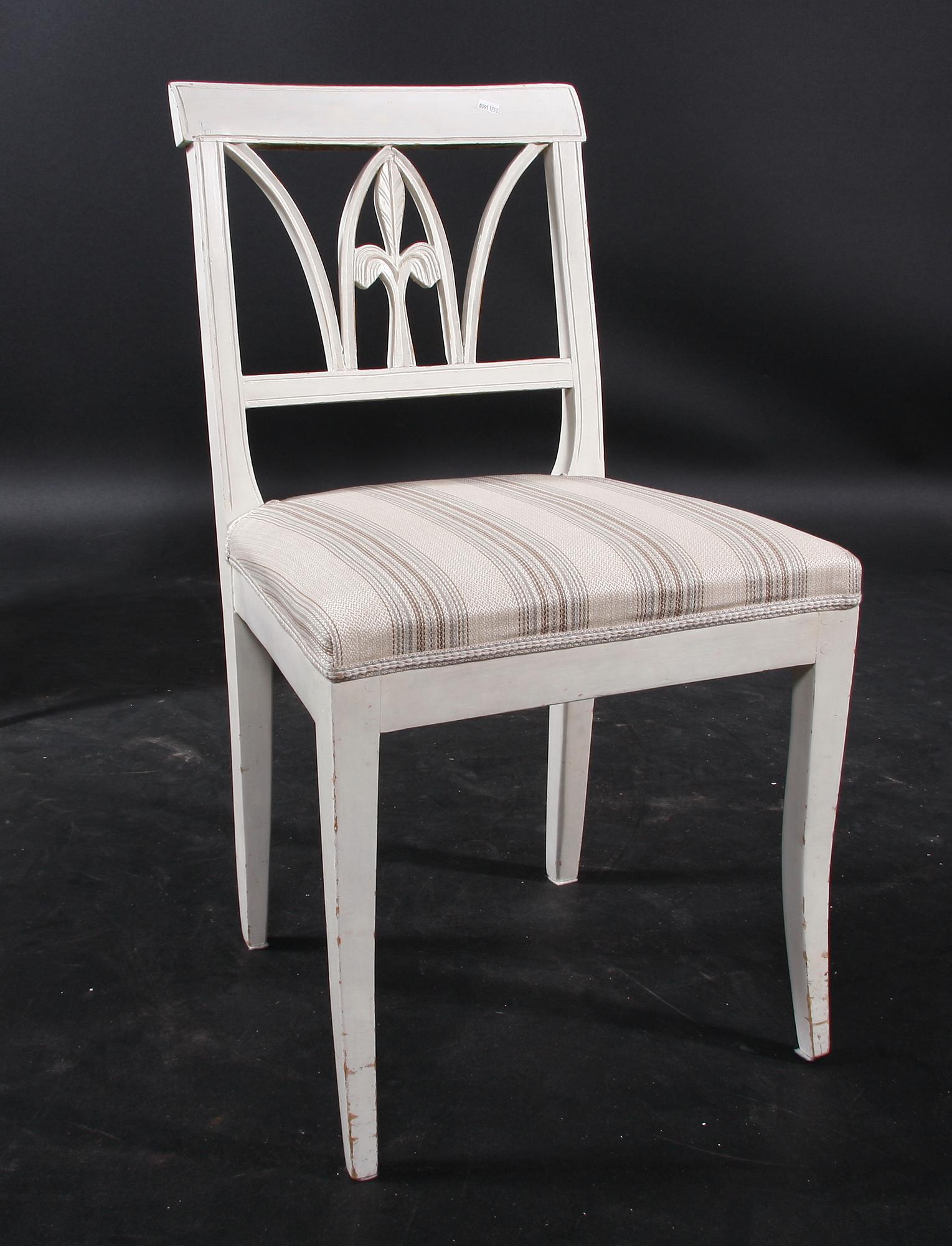 SOFFA SAMT 6 STOLAR, empire, märkta Johannes Nilsson, Lindome. Verksam i Skäggered och levde mellan 1777-1836.