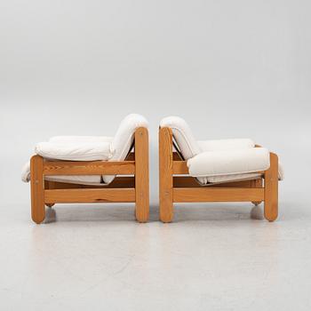 A pair of pinewood easy chairs from Ikea, 1970s/80s.