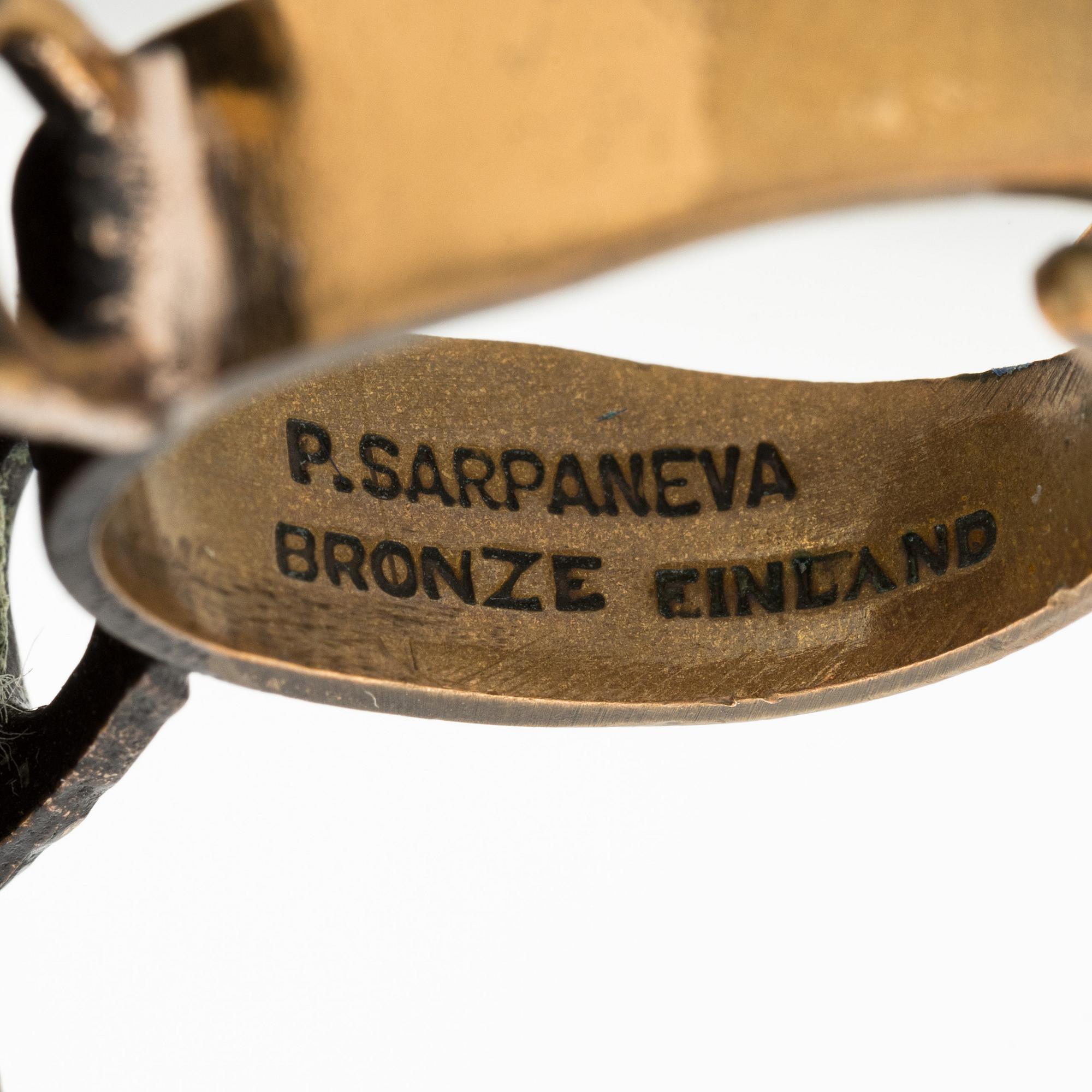 Pentti Sarpaneva, armband och ring, brons och tigeröga.