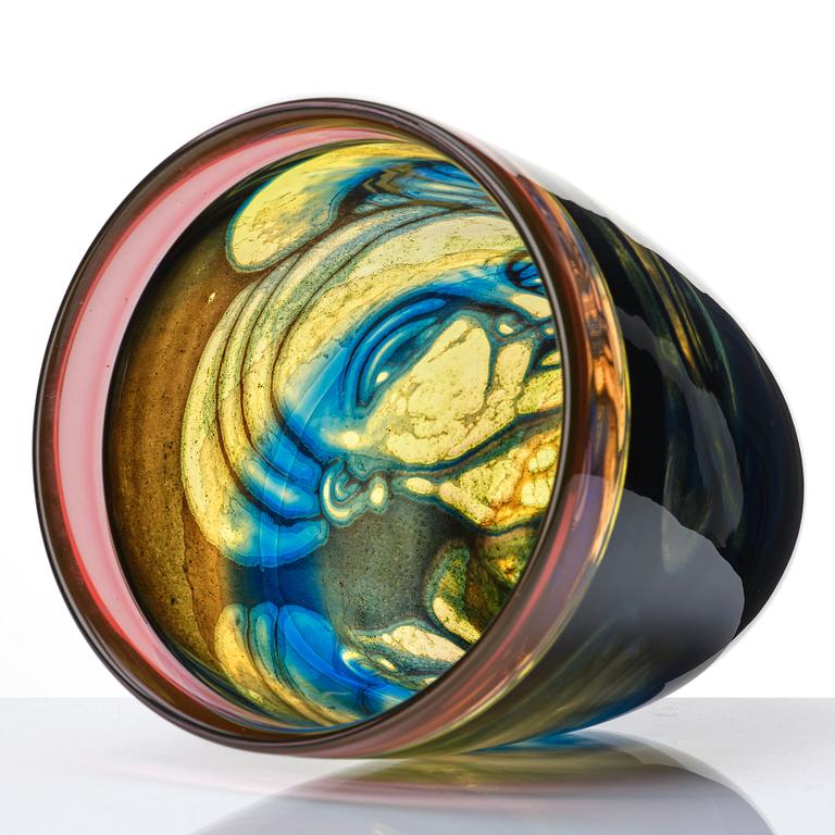 Eva Englund, a 'graal' glass vase, Orrefors, Sweden 1990.