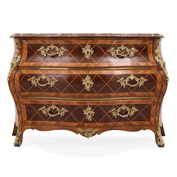 A Swedish Rococo 18th century commode attributed to Christian Linning, master 1744.