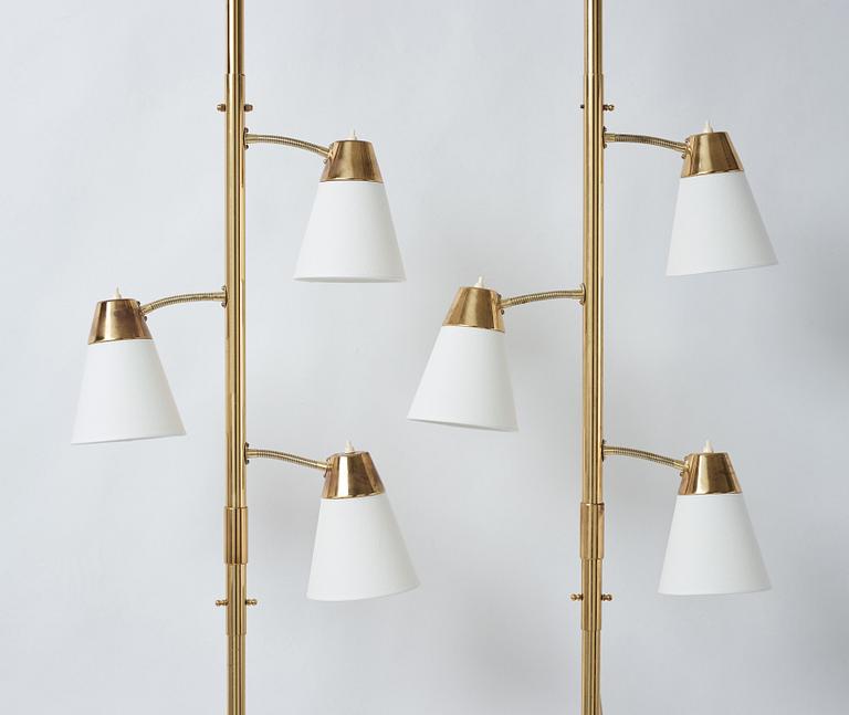 Herbert Ode, a pair floor lamps "Triolett", Ho Armatur, Sjömarken, Sweden ca 1965.