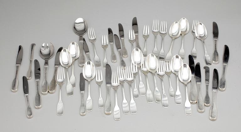 BESTICKSERVIS, 46 delar, sterling silver, Hans Hansen, Danmark, 1900-talets andra hälft. Totvikt (inkl stålblad) ca1872g.