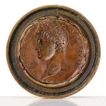 A Medallion of emperor Alexander I of Russia, Empire around 1814.