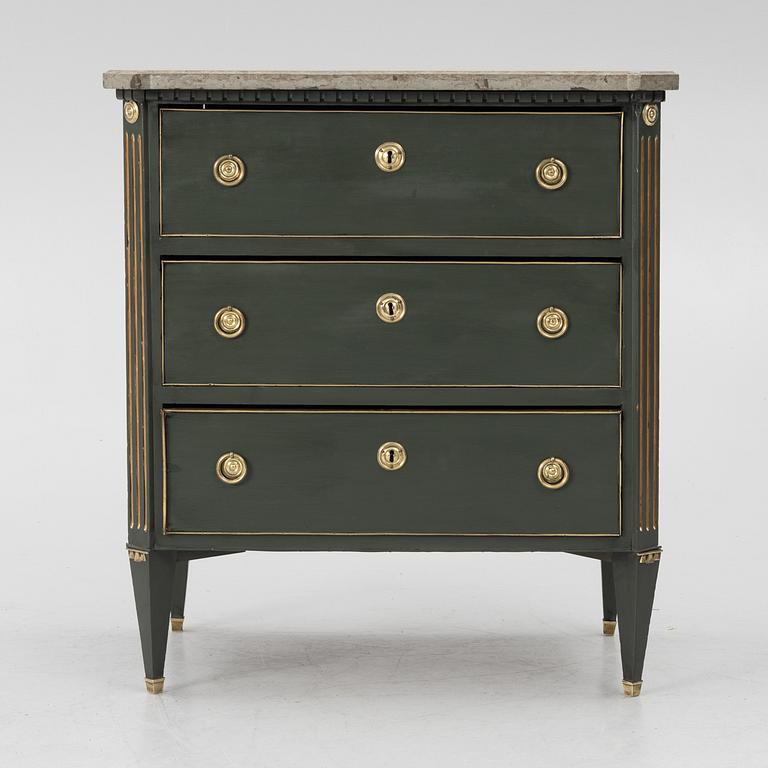 A Gustavian style, chest of drawers circa 1900.