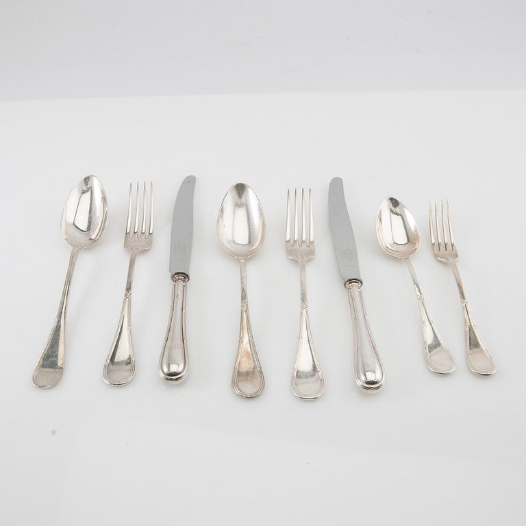 Cutlery service 72 pcs "Rosette" silver, B Erlandsson Kristianstad 1909.