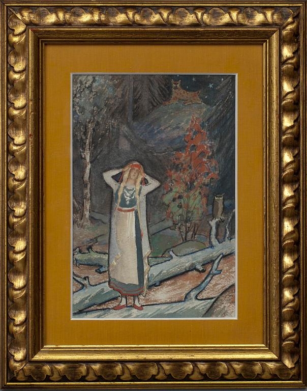 AARNO KARIMO, gouache, otydl. monogramsign.