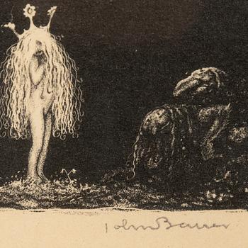 John Bauer, lithograph, signed John Bauer in pencil.