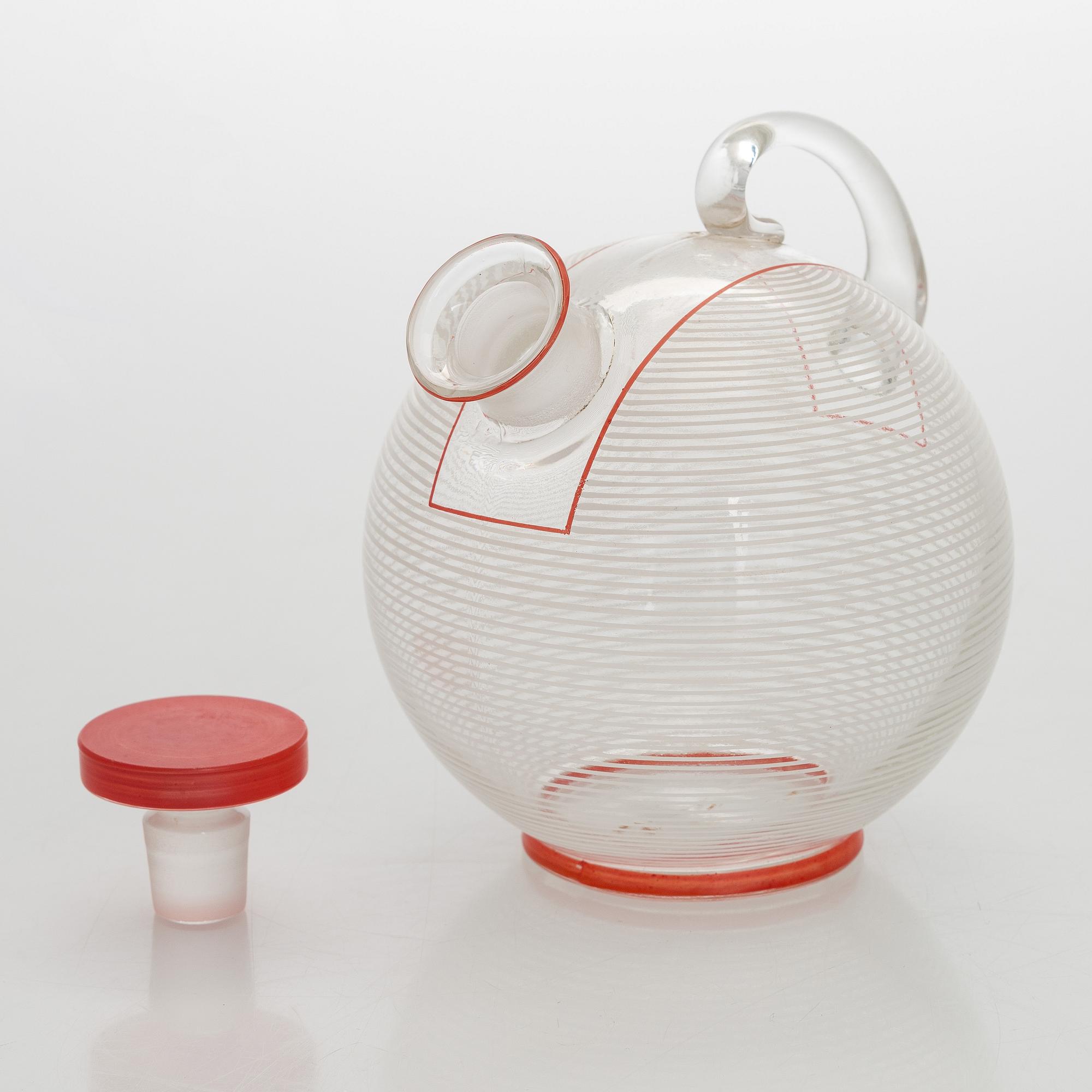 Karaff, samt två glas, Mellaneuropa 1900-talets mitt.