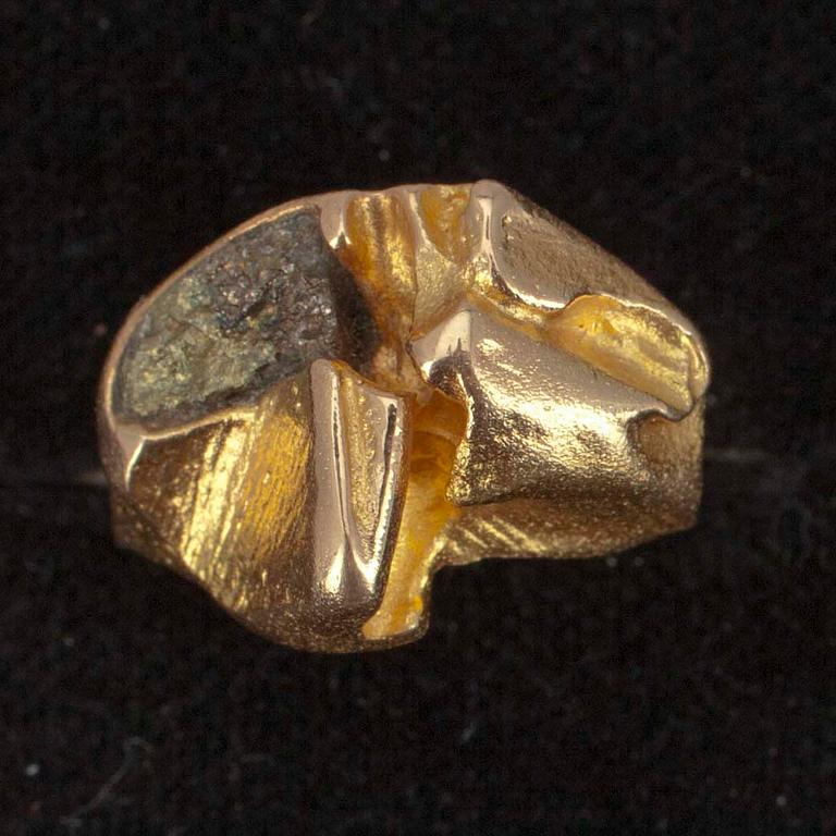 RING, guld 14K samt kopparmalm, Björn Weckström, Lapponia 1973. Vikt ca 7,2 g.