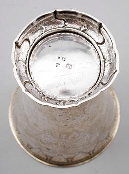 BÄGARE, silver, Lorens Stabeus, Stockholm 1764. Vikt ca 559 gram.