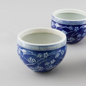 Four Chinese 20th century flower pots.