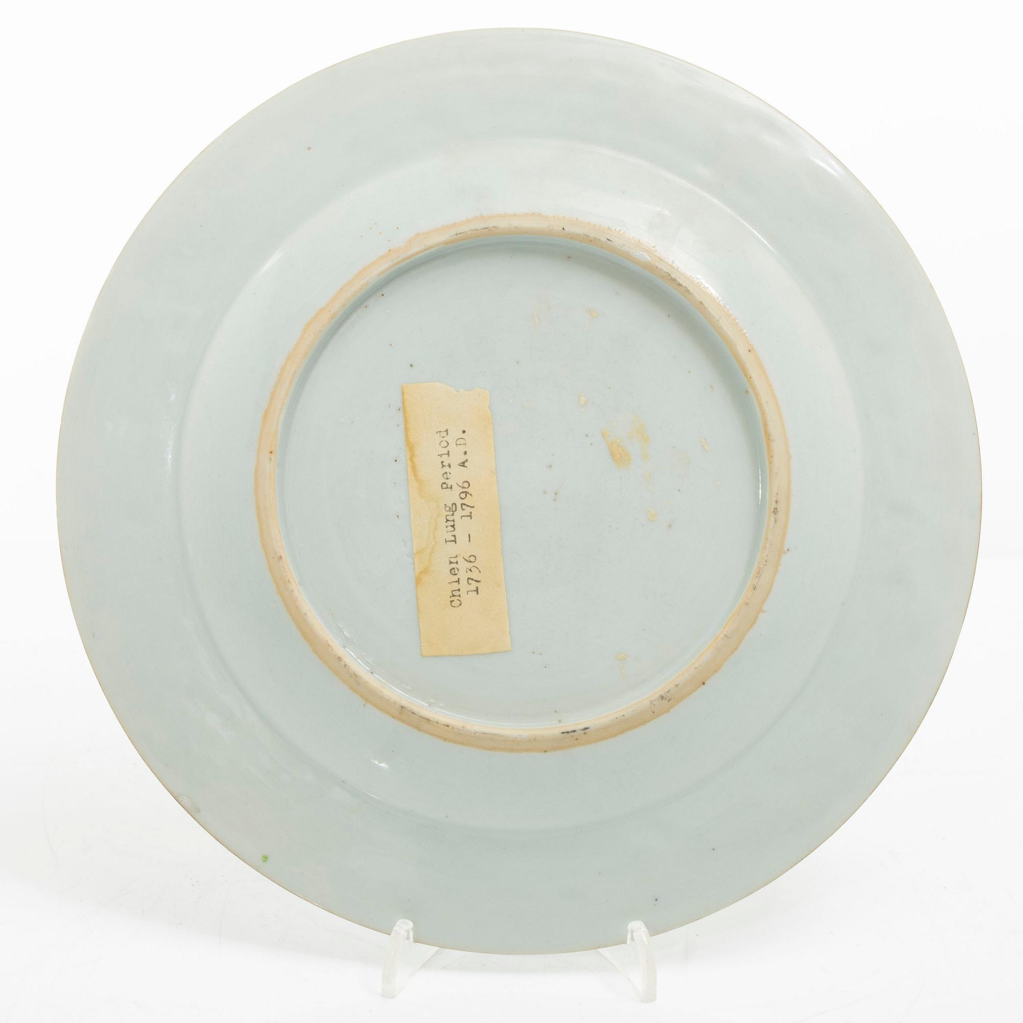 Tallrik, porslin, Kina, Qingdynastin, Qianlong (1736-95).