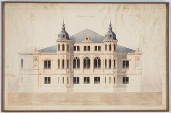 A architect drawing in watercolour by Axel Nyström (1793-1868).
