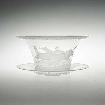 SKÅL MED FAT, glas. Lars Kjellander, 1920-30-tal.