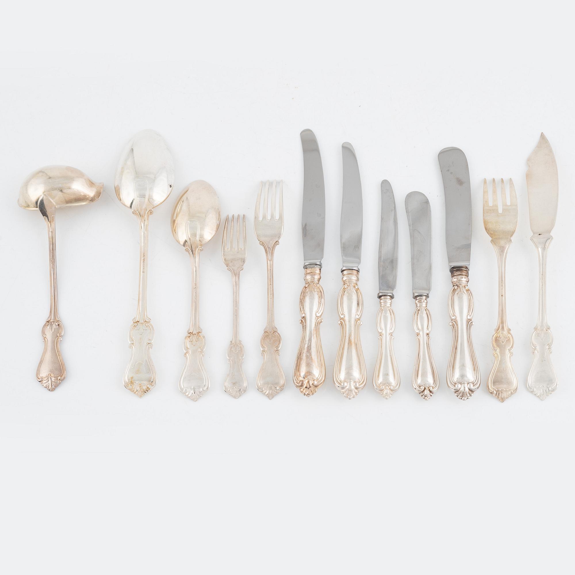 Bestickuppsättning, 99 delar, modell "Olga", bl.a. GAB, Stockholm 1949.