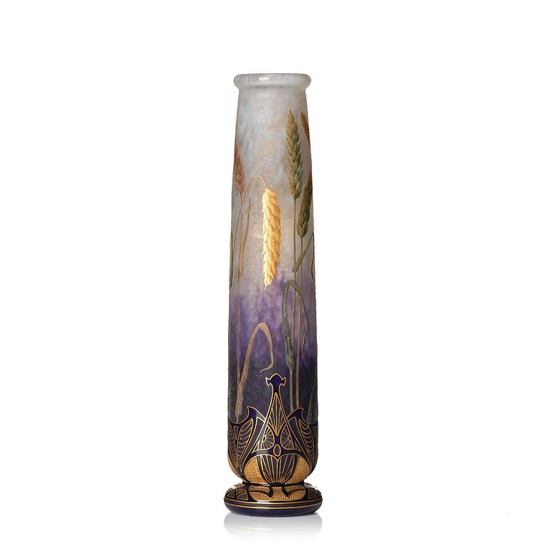 Daum Frères, an Art Nouveau gilt and enamelled cameo glass vase, Nancy, France.
